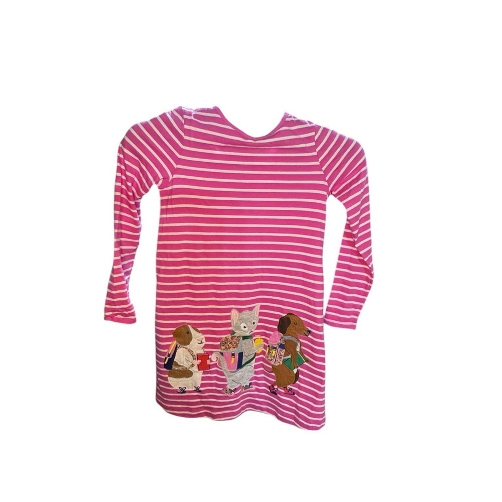 Mini Boden Big Appliqué Dress 9-10 pockets k174
